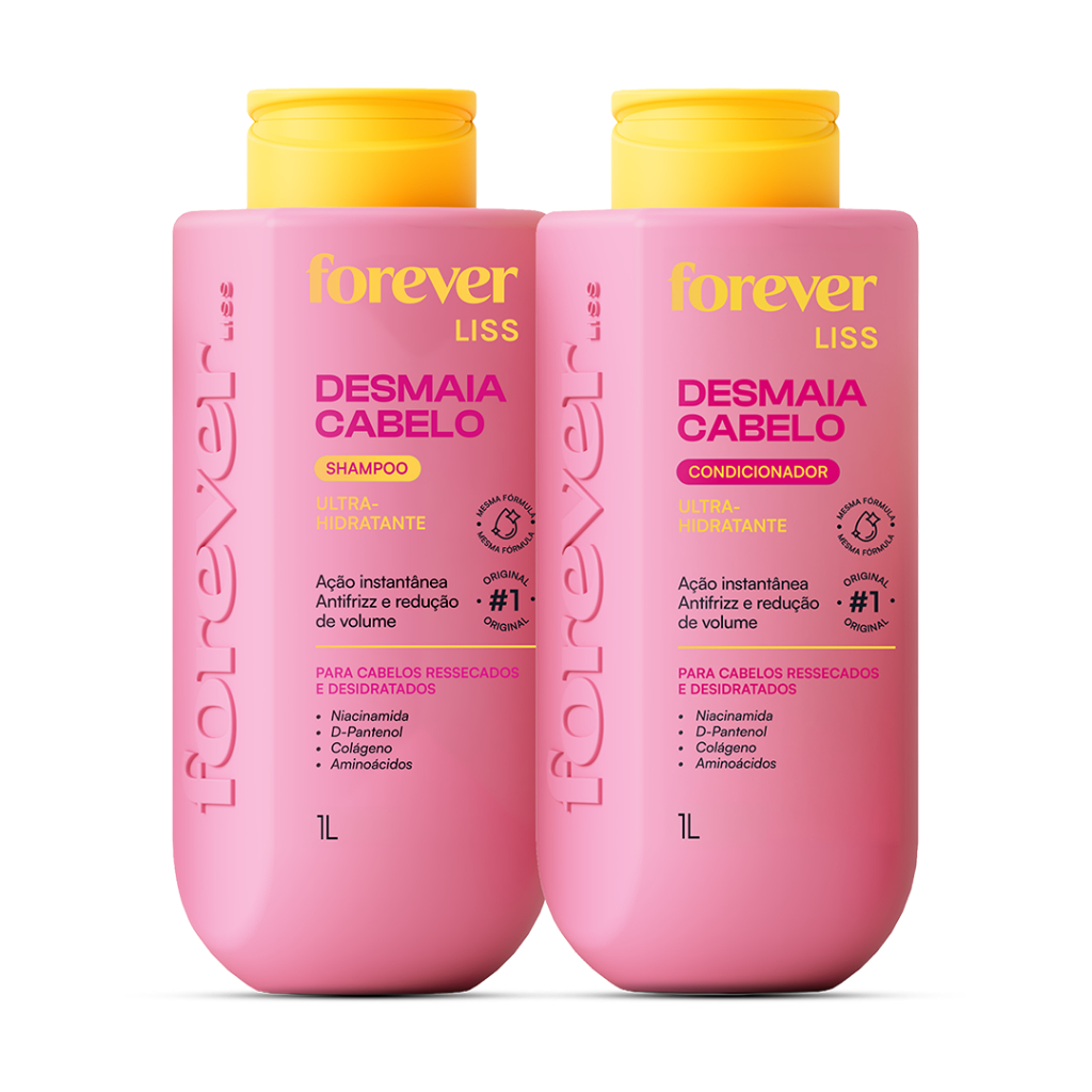 Kit Shampoo e Condicionador Desmaia Cabelo Forever Liss 1L