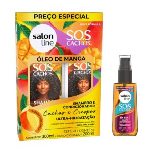 Kit Shampoo e Condicionador e Óleo Sos Cachos Óleo de Manga