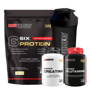 Kit Six Protein 2kg Power Creatina 100g Power Glutamina 100g