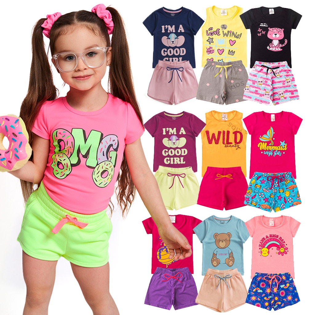 Kit Sortido 2, 4 ou 10 Peças Roupa Infantil Menina Conjunto Verão