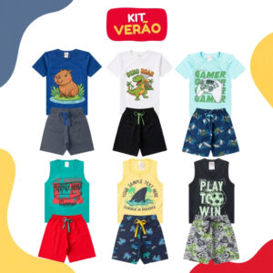 Kit Sortido 4 Peças Roupa Infantil Menino Verão Conjunto Masculino