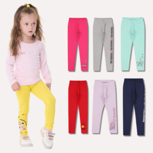 Kit Sortido de 3 Calças Leggings de Cotton para Meninas Tamanho 2 ao