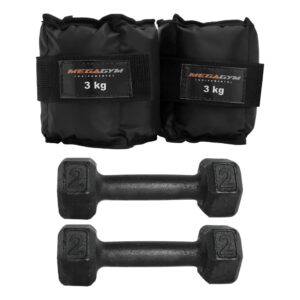 Kit Treino Fisioterapia Academia 2 Caneleiras 3kg 2 Halteres Pintado