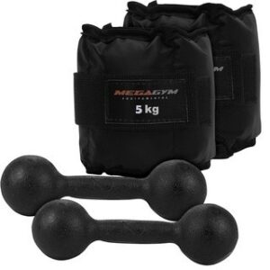Kit Treino Fisioterapia Academia 2 Caneleiras 5kg 2 Halteres Bola 2kg