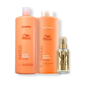 Kit Wella Shampoo 1L Condicionador 1L Enrich Óleo Capilar 100ml Oil