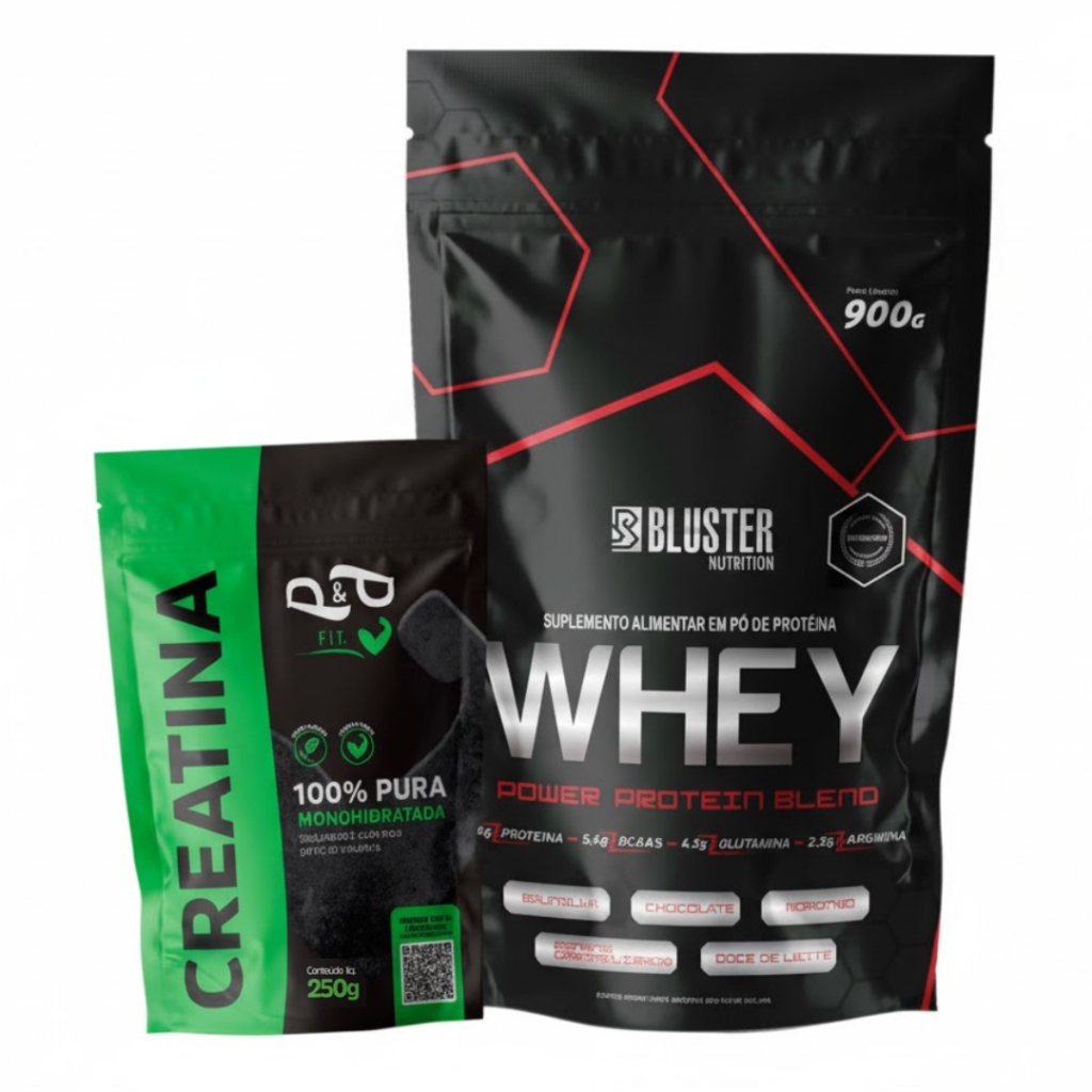 Kit Whey Protein Blend 900g Creatina 100% Pura MonoHidratada 250g