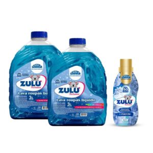 Kit Zulu perfumes Coala 2 Lava Roupas Liquido 3L 1 Amaciante