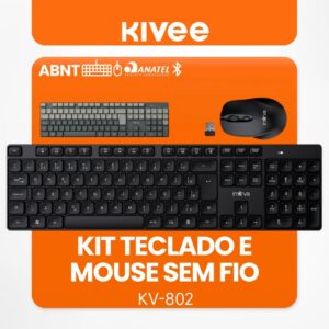 Kivee Kit Teclado Mouse Bluetooth Ultrafino Silencioso Sem Fio ABNT2