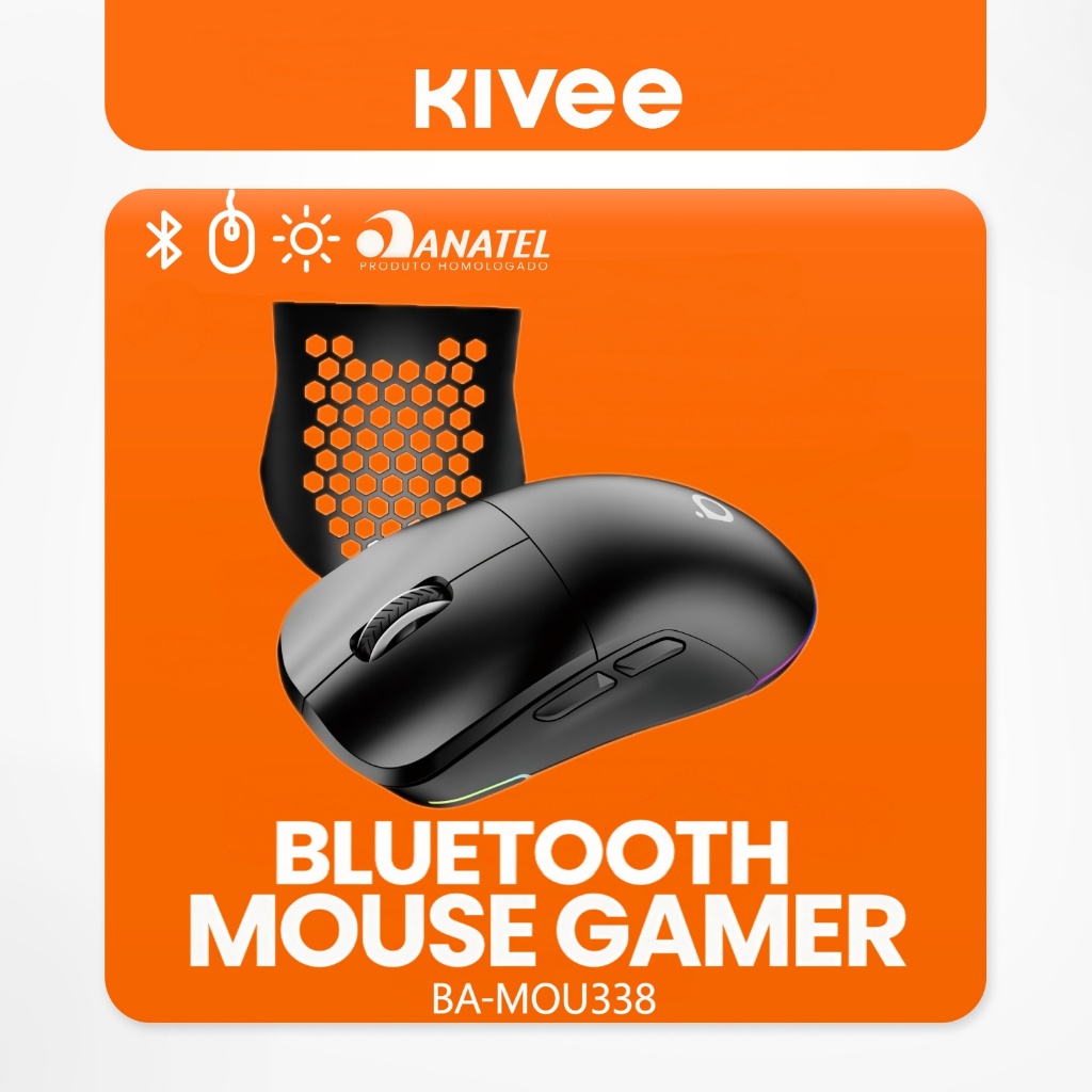 Kivee X Basike Mouse Sem Fio Gamer Bluetooth 5.1 e 2.4Ghz 12800DPI