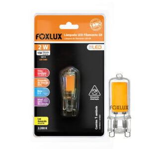 Lâmpada Filamento Foxlux Halopin G9 2W 127V Luz Amarelada Para
