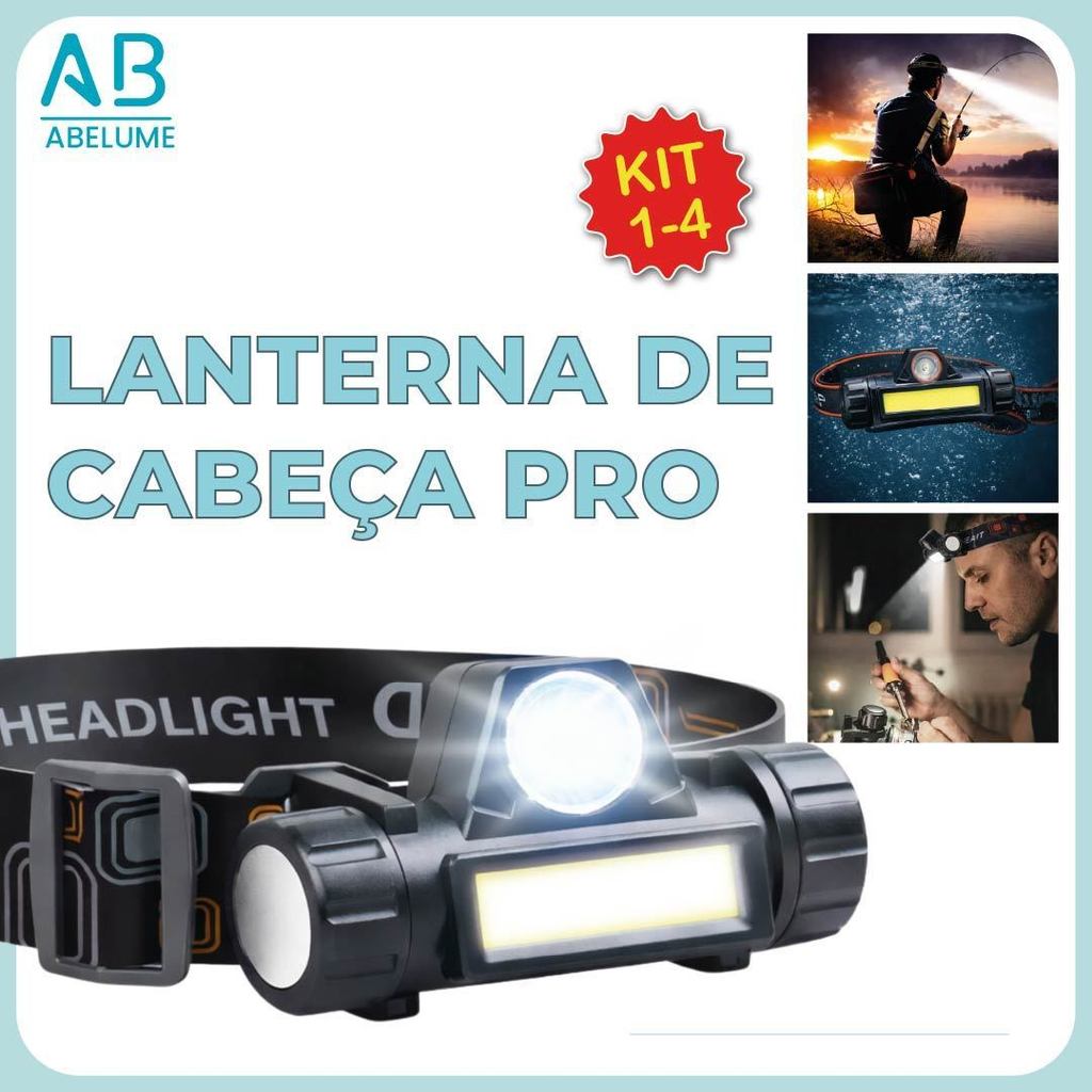 Lanterna de Cabeça Led Alta Potência com lanterna dianteira