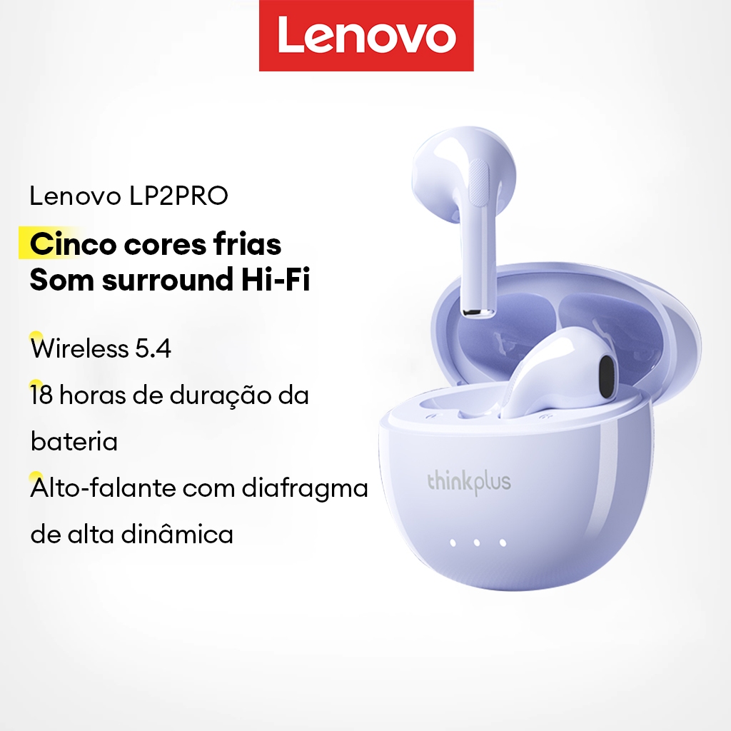 Lenovo LP2 Pro Fone De Ouvido Bluetooth HD Som Smart Touch Longa Vida