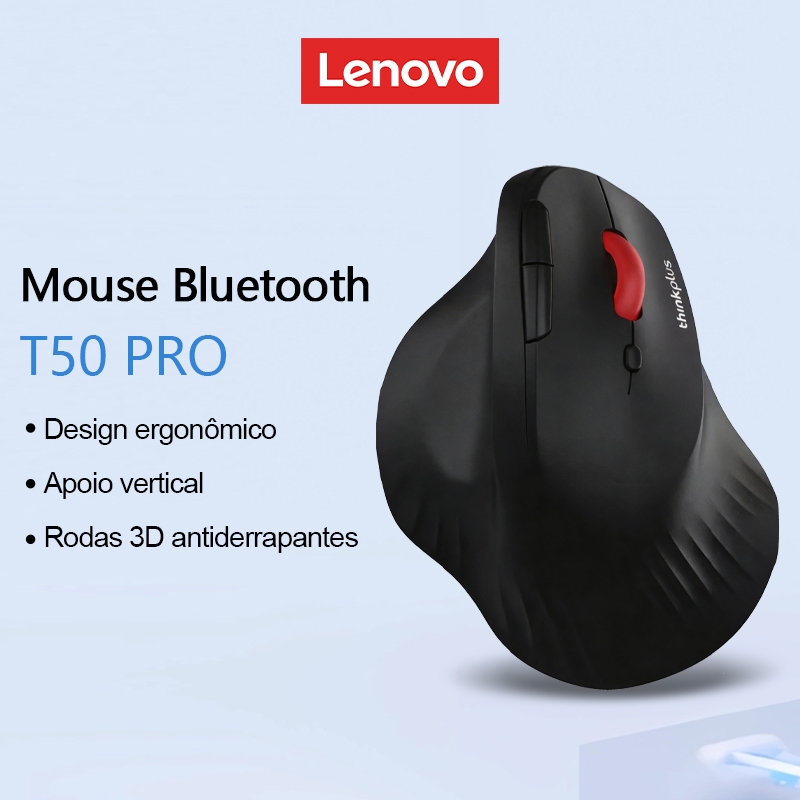 Lenovo T50 Pro Mouse Bluetooth Sem Fio Antiderrapante Design