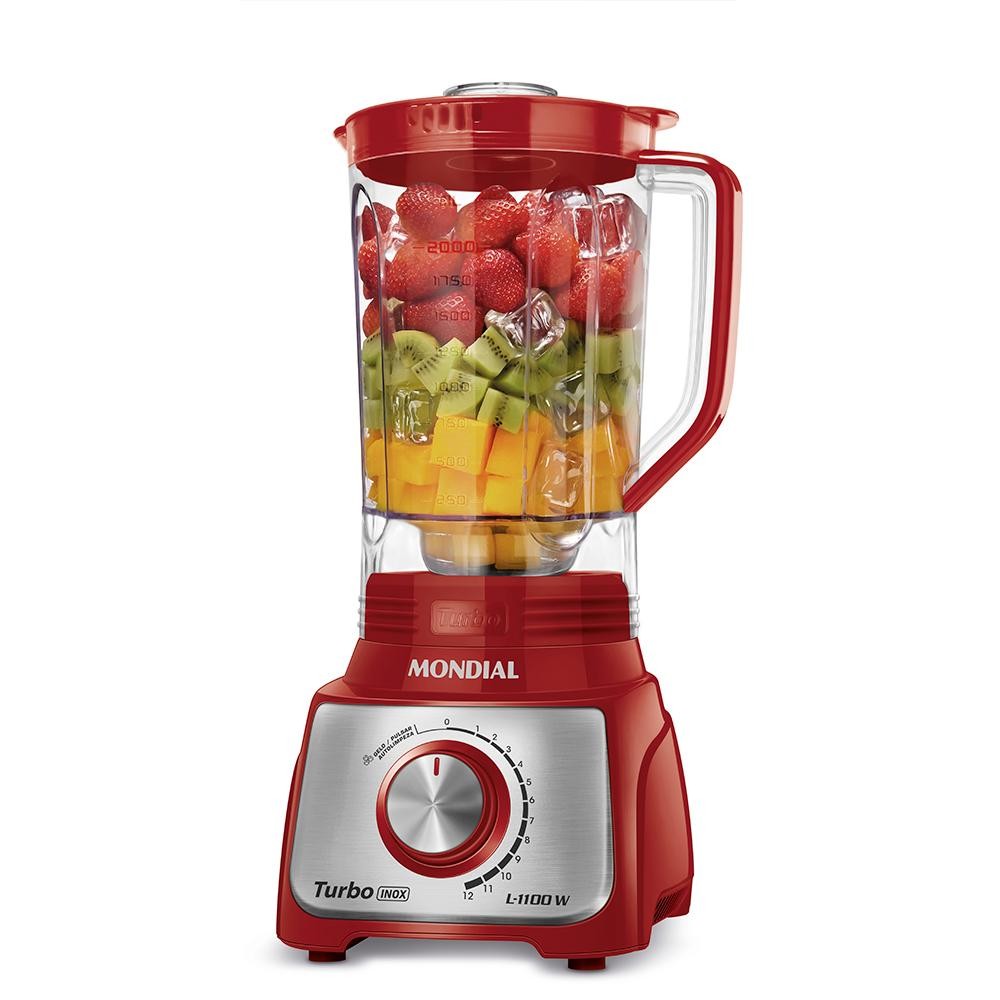 Liquidificador Turbo Mondial Vermelho e Inox 1100W RI