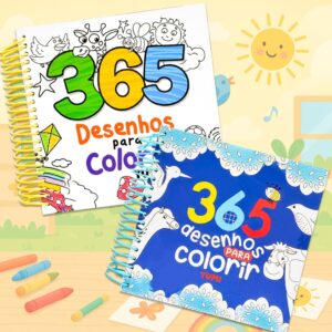 Livro Interativo Infantil 365 Desenhos Para Colorir Caderno Com
