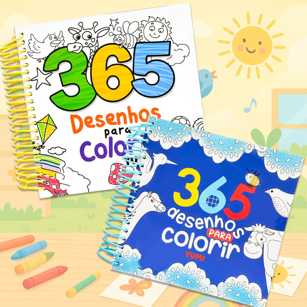 Livro Interativo Infantil 365 Desenhos Para Colorir Caderno Com