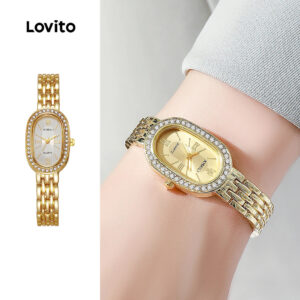 Lovito Elegante Relógio de Quartzo com strass