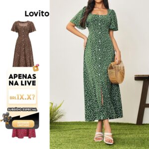 Lovito Férias Vestido Feminino Floral com Zíper