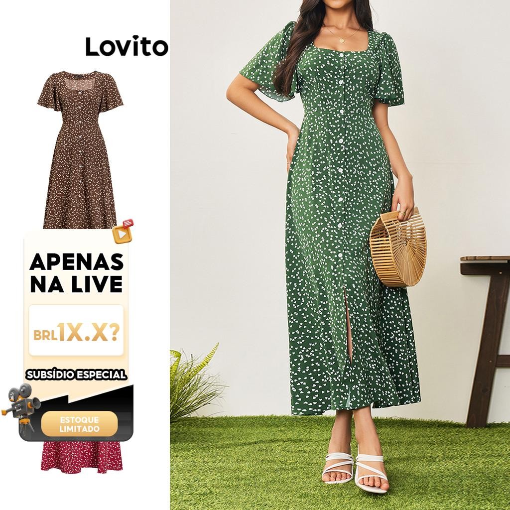 Lovito Férias Vestido Feminino Floral com Zíper