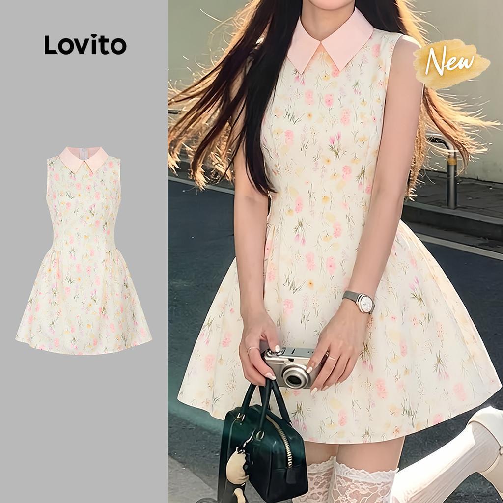 Lovito Vestido Casual com Padrão Colorblock Vestido Feminino