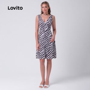 Lovito Vestido Feminino Estampa Zebra DRB341BRL370