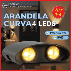Luminária Arandela Led Meia Lua Curva 4W Parede Luz Quente 4 Leds — Decoração