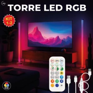 Luminária de Chão RGB LED 5050 1 ou 2 Torre Inteligente Controle 9.6W
