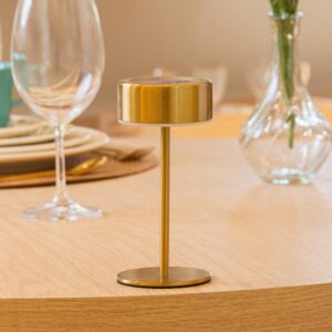 Luminária de Mesa Mini LED 3 Tons USB Lyra Dourada Lyor 16cm Metal