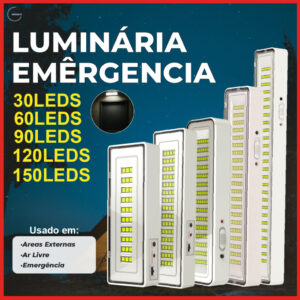 Luminária Emergência Lâmpada 150, 120, 90, 60 ou 30 Leds Recarregável — Decoração