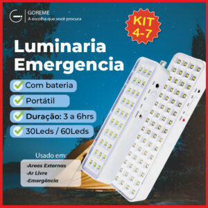 Luminária Emergência Lâmpada 30 ou 60 Leds Recarregável Bivolt