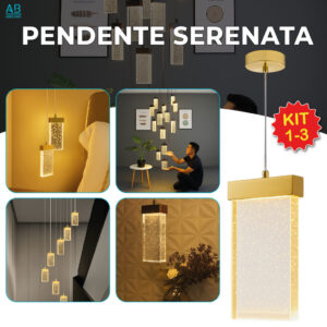 Luminária Lustre Pendente de Cristal Led Retangular Dourado de Luxo 3 — Decoração