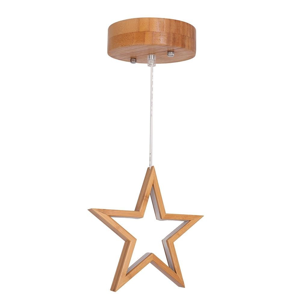 Luminária Pendente em Bambu Natural Estrela Büp Baby