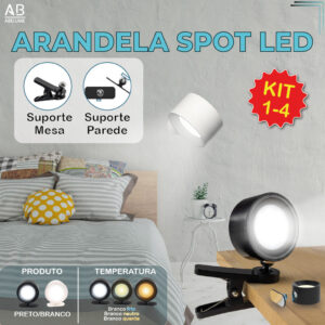Luminária Spot Led 8W Arandela Cabeceira Luz de Parede 3 Tons de Luz