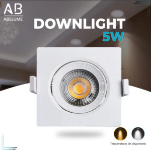 Luminária Spot Led Quadrado Direcionável 5W Embutir Gesso Teto Branco