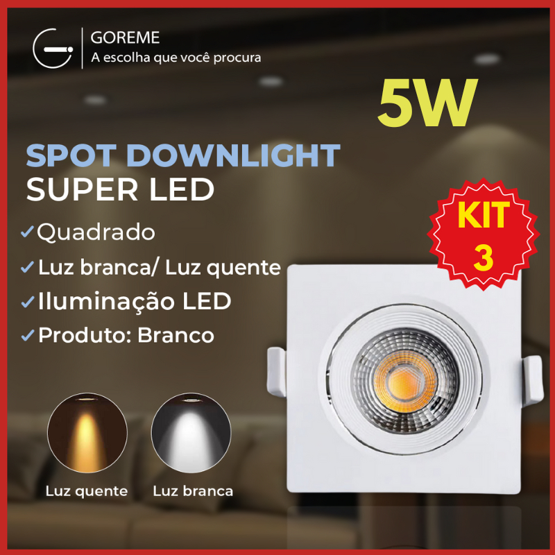 Luminária Spot Led Quadrado Direcionável 5W Embutir Gesso Teto Luz — Decoração