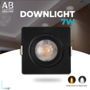 Luminária Spot Led Quadrado Direcionável 7W Embutir Gesso Teto Preto
