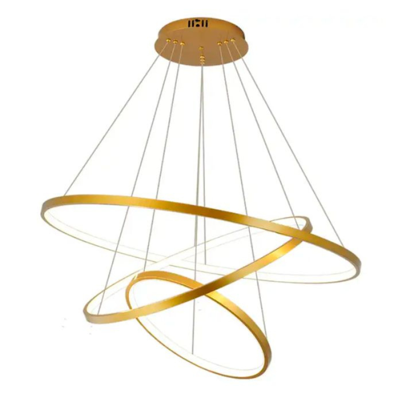 Lustre De Led Pendente Luminária 3 Arcos Anéis Moderno 89w Cores