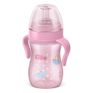 Mamadeira com Alça Super Evolution 240ml Rosa Lillo