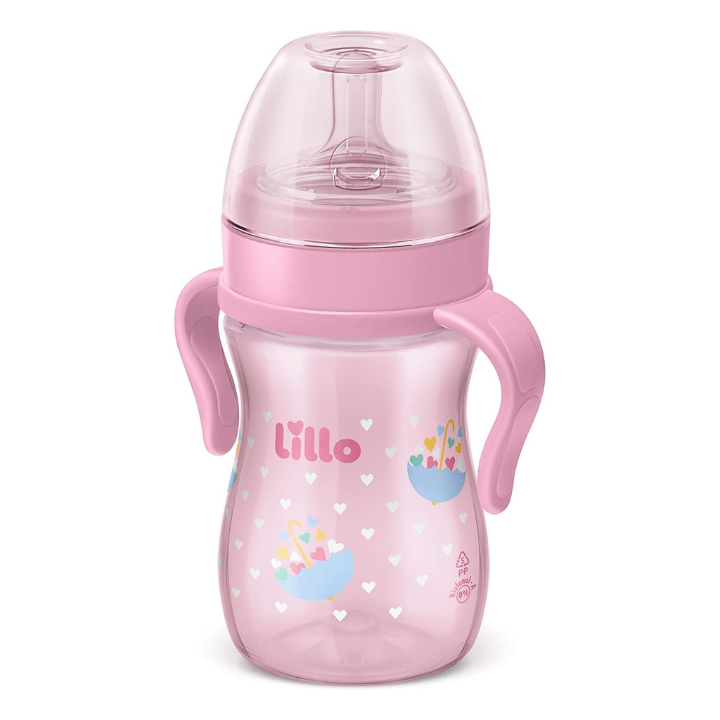 Mamadeira com Alça Super Evolution 240ml Rosa Lillo