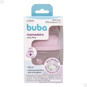Mamadeira Easy Flow Nuvem 120ml Anticólica Cor Rosa 17255 Buba