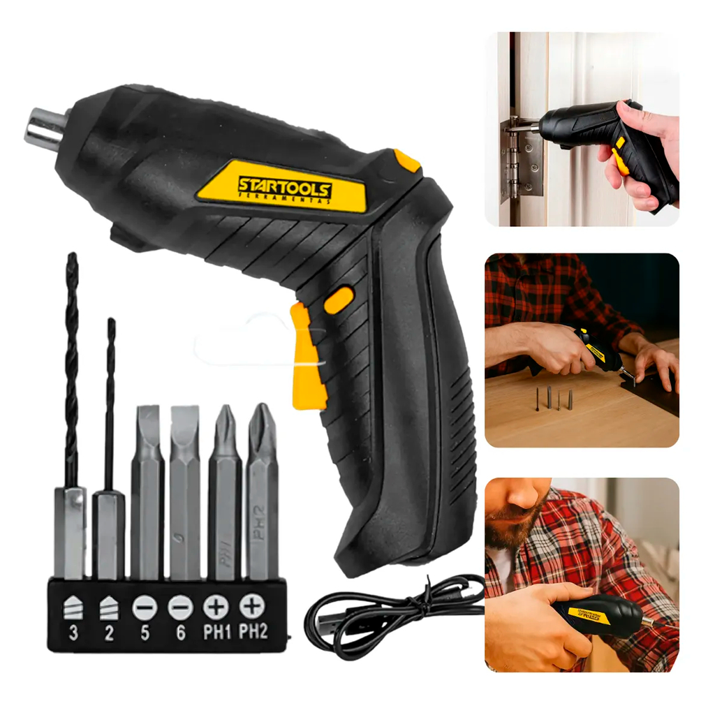 Mini Parafusadeira 4.8V A Bateria Com Bits Fenda Philips Broca