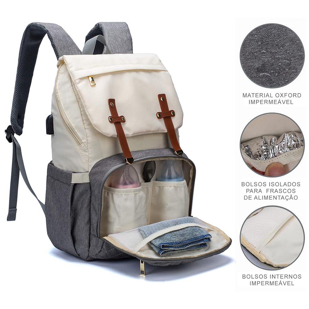 Mochila Bolsa Saída Maternidade Lequeen Bebê Bolso Térmico Com — Bolsas e Mochilas