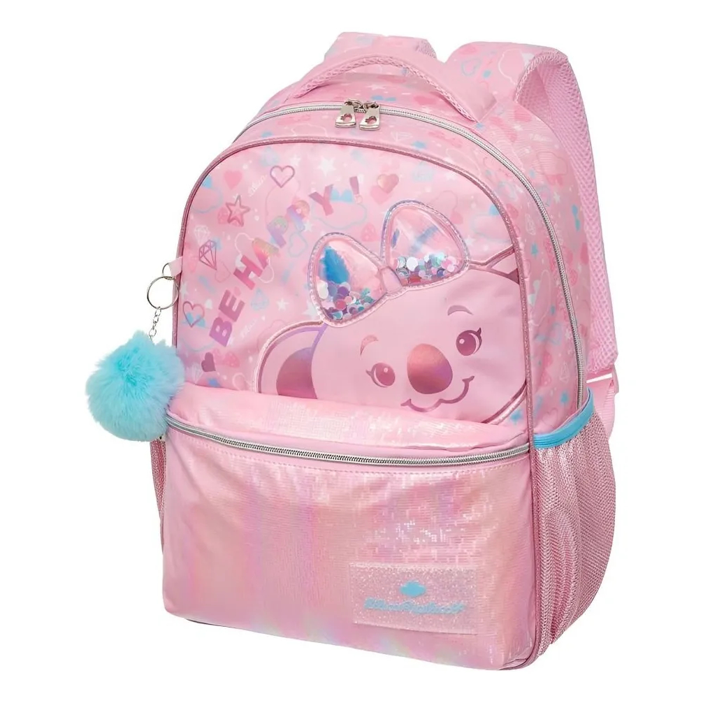 Mochila De Costas Escolar Lilica Ripilica Charming Rosa Com Pompom — Bolsas e Mochilas