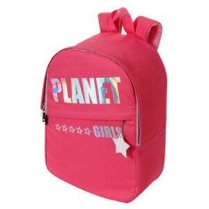 Mochila Feminina Casual Logo Holográfico Planet Girls Rosa Médio