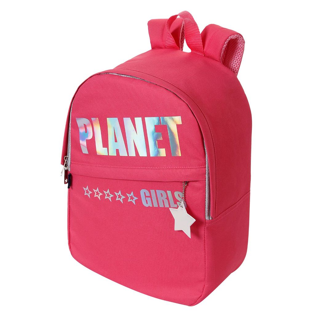 Mochila Feminina Casual Logo Holográfico Planet Girls Rosa Médio