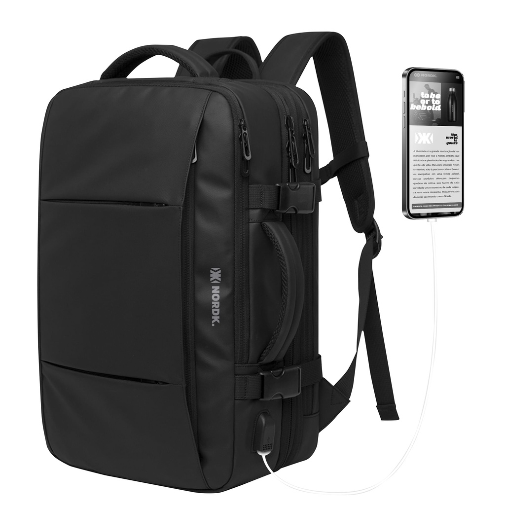 Mochila Mala de Mão Notebook Executiva Nordk Keeper Expansível