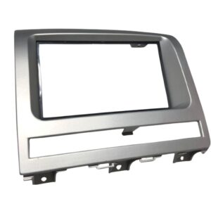 Moldura Central Painel Multimidia Dvd 2 Din Mp5 Prata Abs Embutir