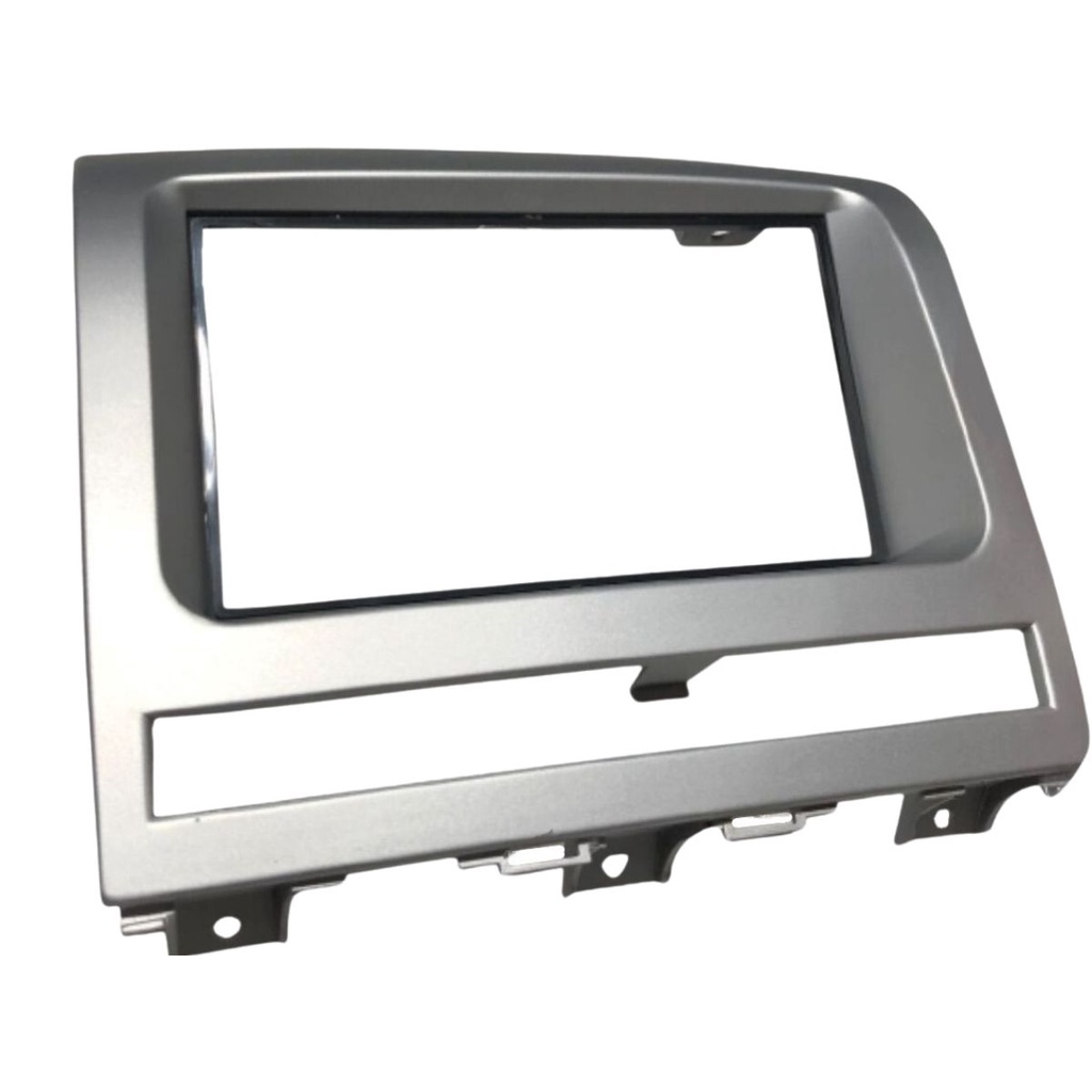 Moldura Central Painel Multimidia Dvd 2 Din Mp5 Prata Abs Embutir