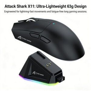 Mouse Attack Shark Bluetooth para notebook sem fio com dock de