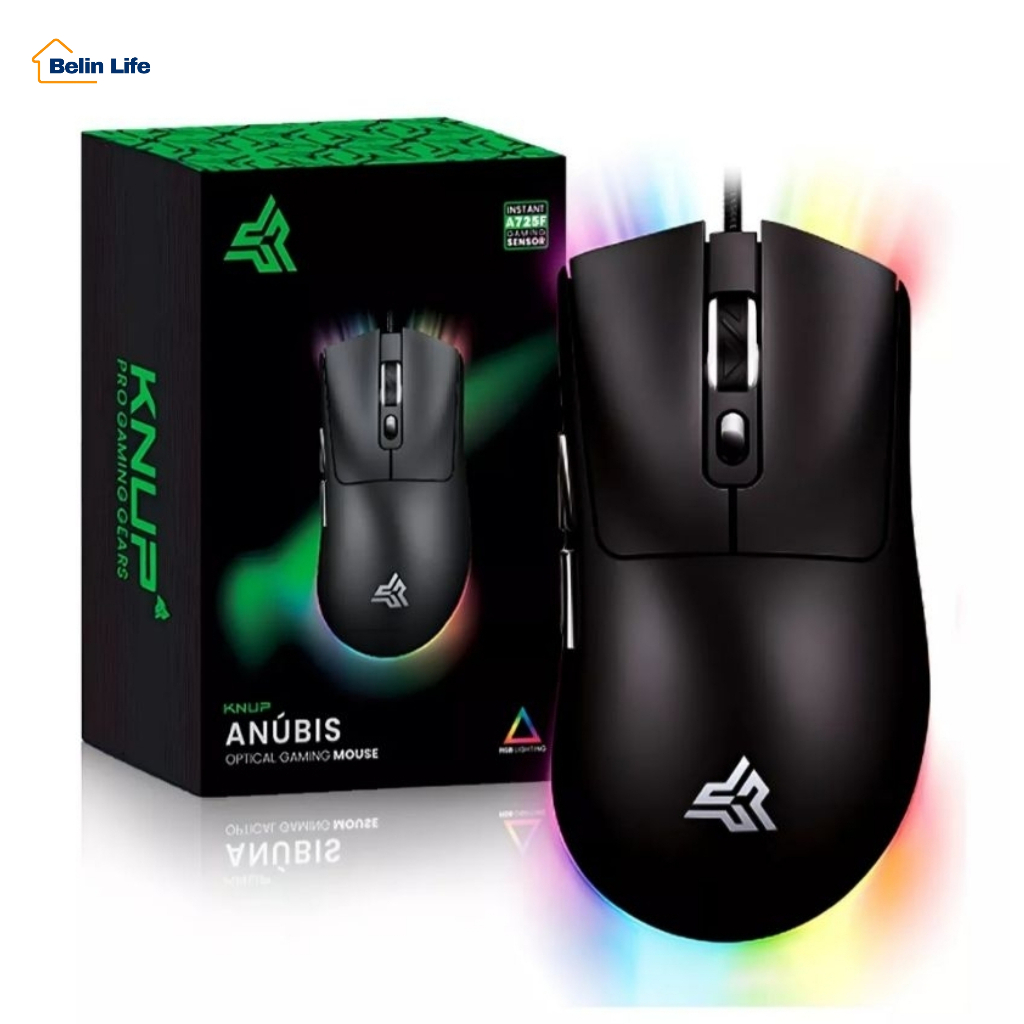 Mouse Gamer Óptico RGB 7200 DPI Ultra Leve 61g Design Colmeia